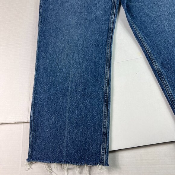Abercrombie Fitch Jeans Womens 31x28* High Rise Loose Blue Raw Hem Denim Tag 30L - Picture 6 of 16
